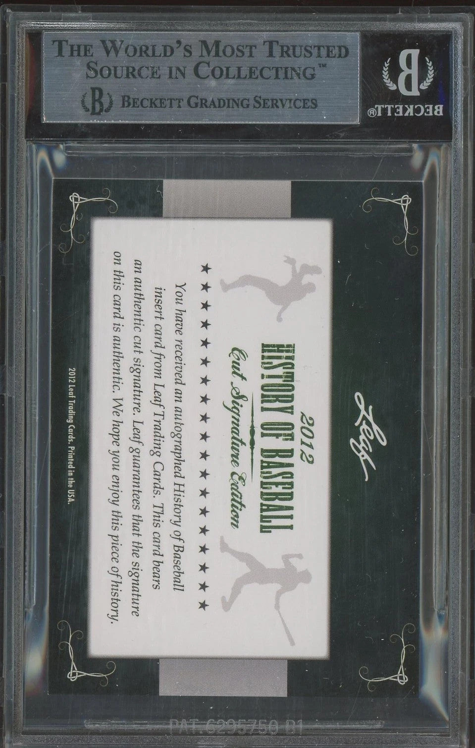 2012 Leaf Cut Signature Ossie Bluege All-Star AUTO BGS Slabbed