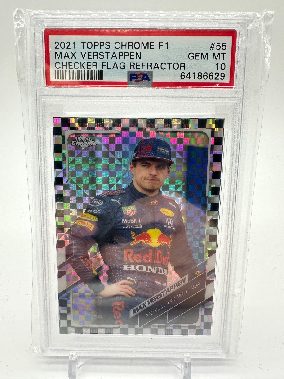 2021 Topps Chrome F1 Max Verstappen #55 Checker Flag Refractor PSA 10