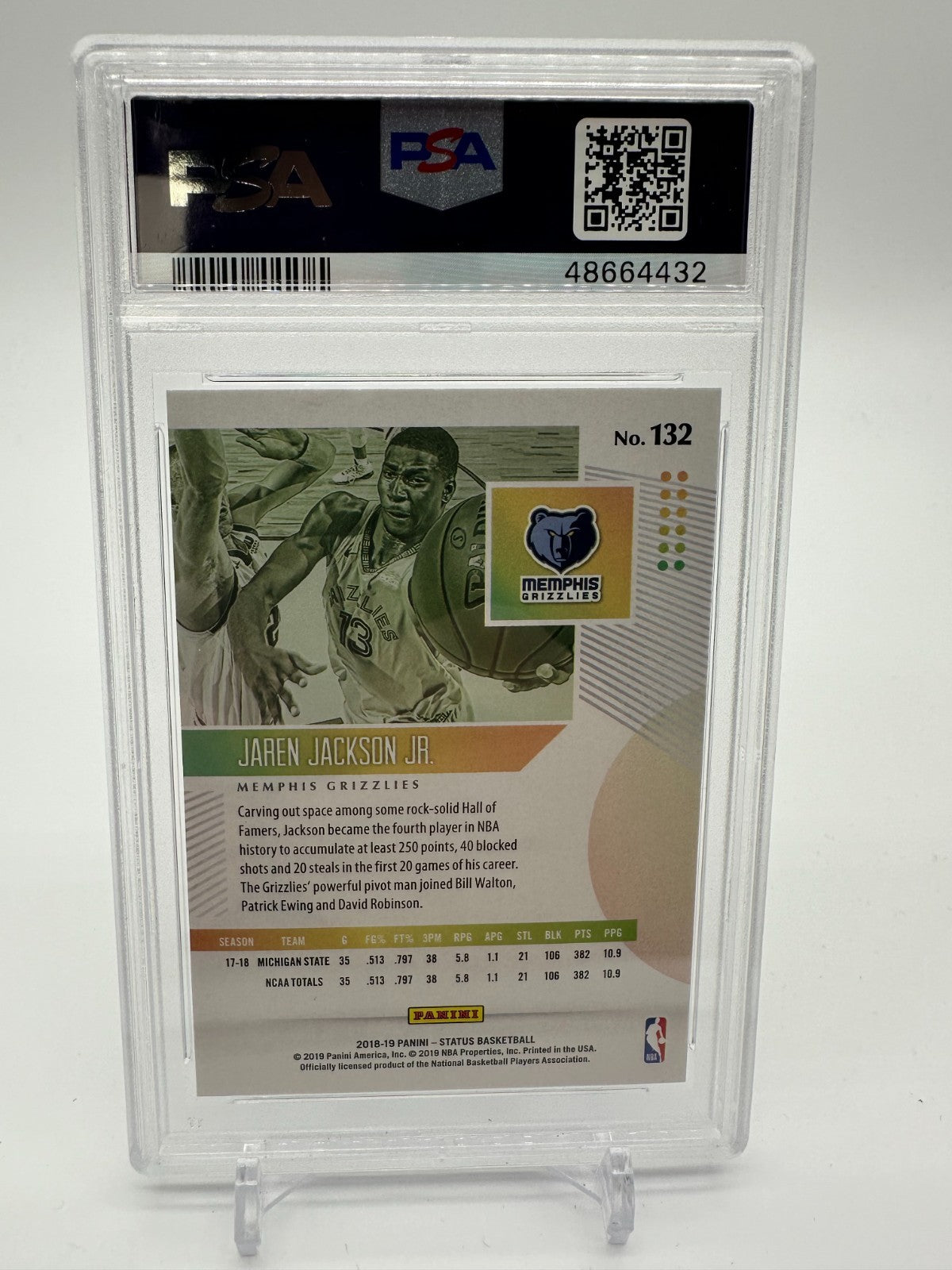 Jaren Jackson Jr 2018 Panini Status #132 PSA 10