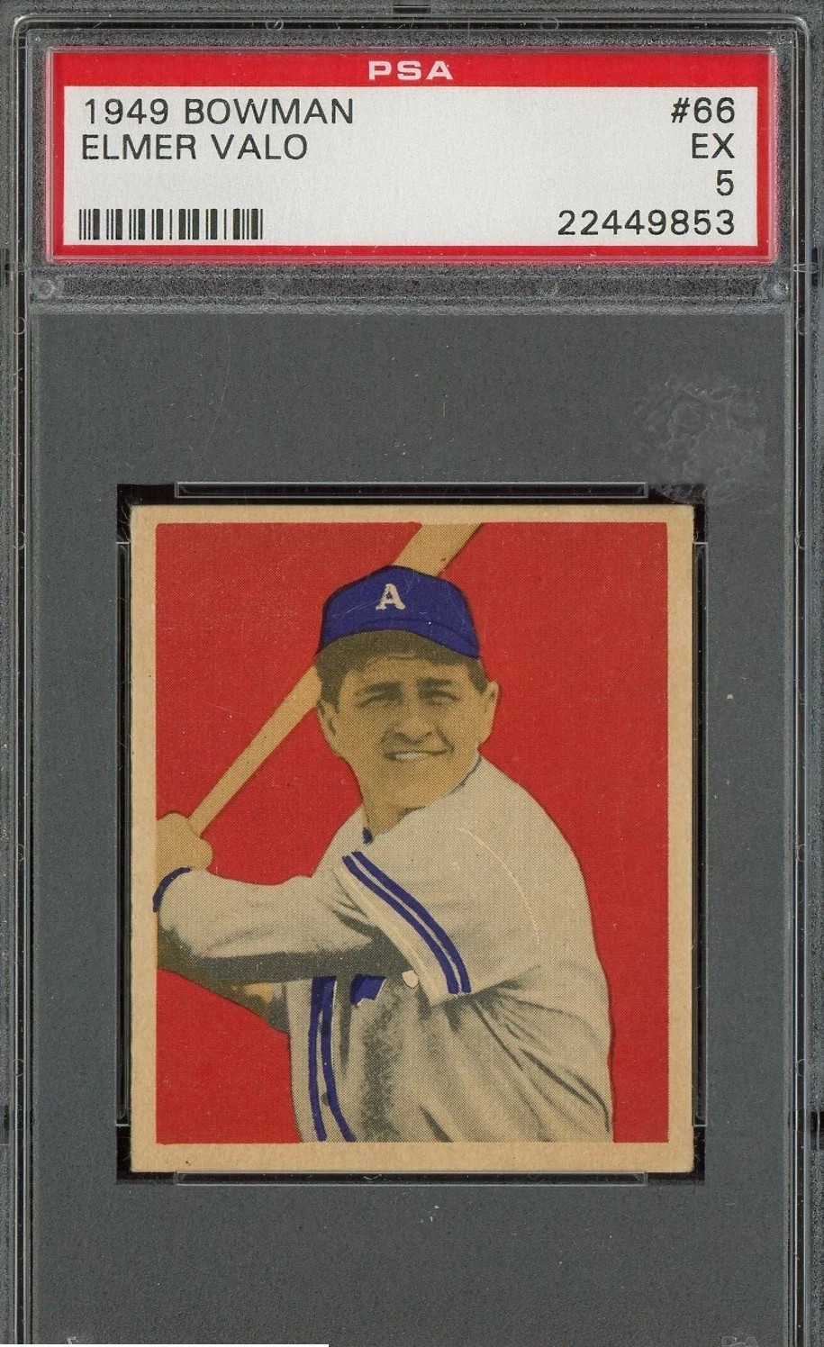 1949 Bowman #66 Elmer Valo Philadelphia A's PSA 5 EX