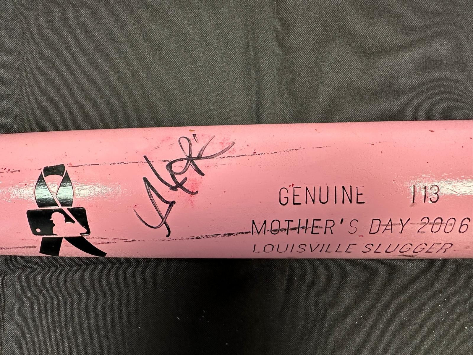 Alex Rios Game Used Signed Autographed Mothers Day Baseball Bat