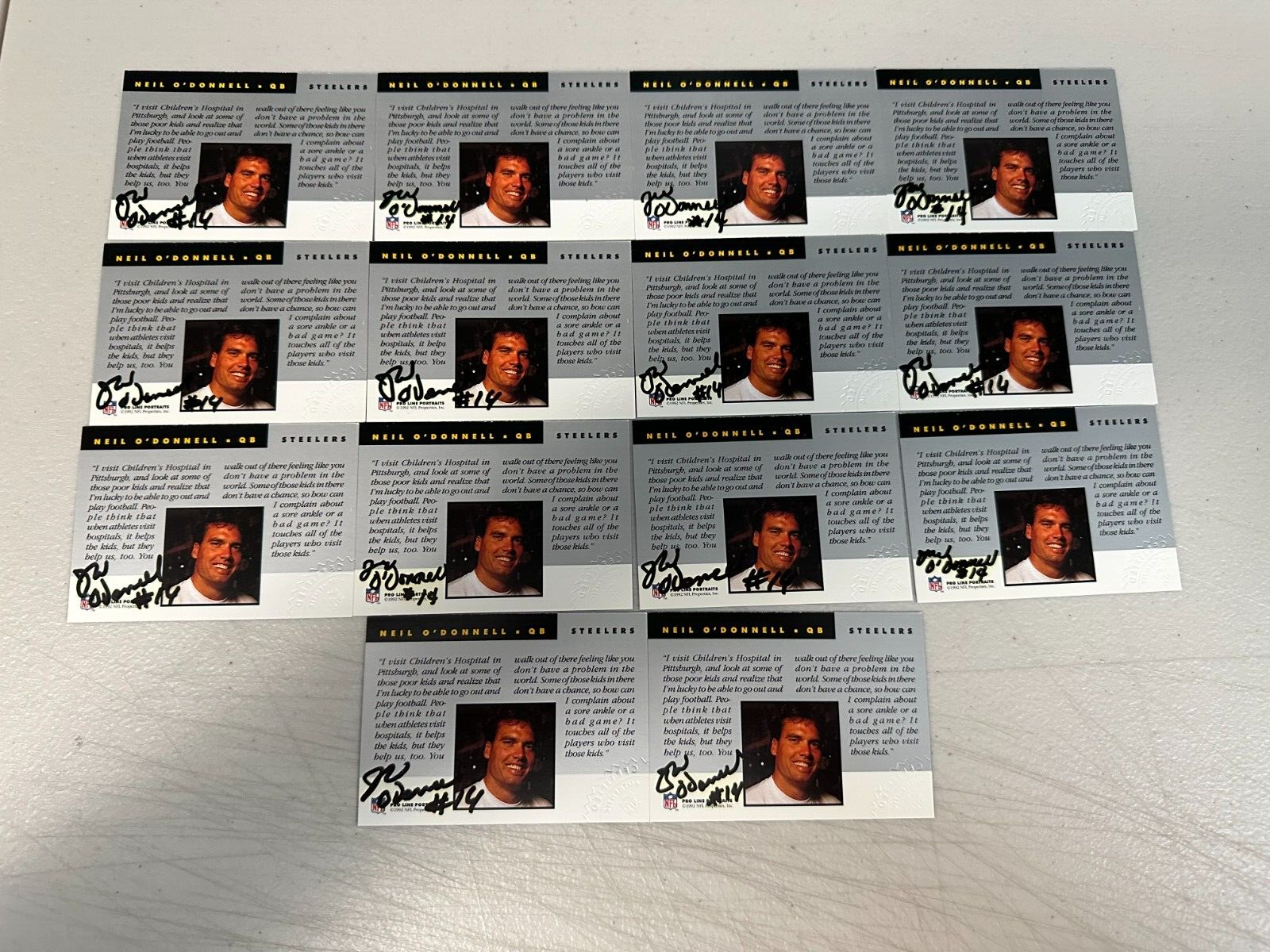 1992 Pro Line Portraits Auto Neil O'Donnell Auto Autograph 12 Card Auto Lot