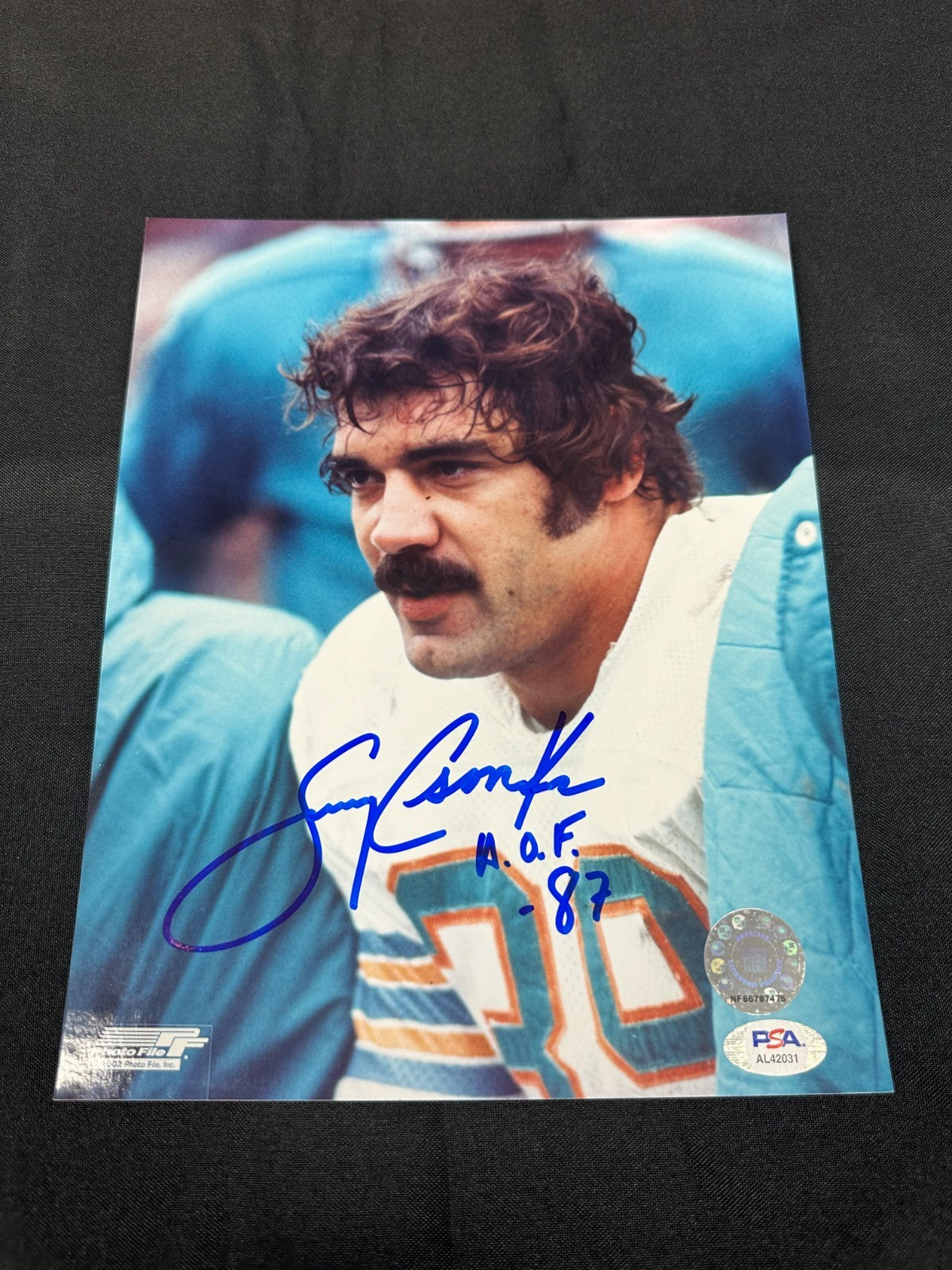 Larry Csonka Signed Autograph 8x10 Miami Dolphins Photo Picture Inscribed PSA