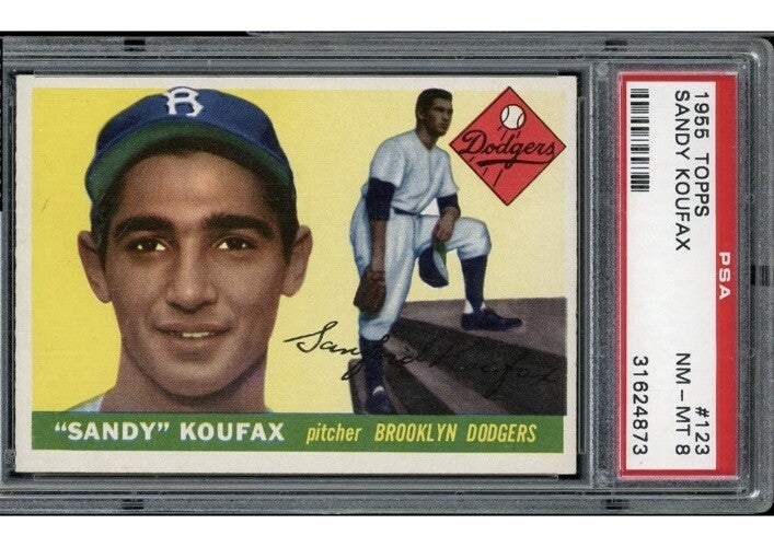 1955 Topps #123 Sandy Koufax Brooklyn Dodgers RC Rookie HOF PSA 8 NM-MT Clean