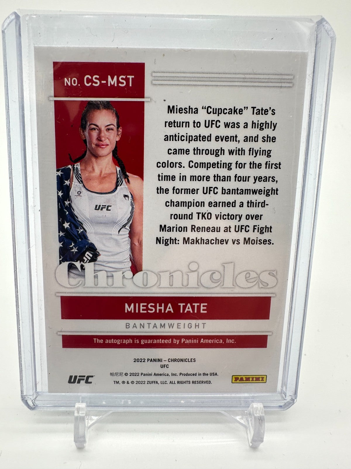 Miesha Tate UFC 2022 Panini Chronicles Auto Signed Card Mint USA