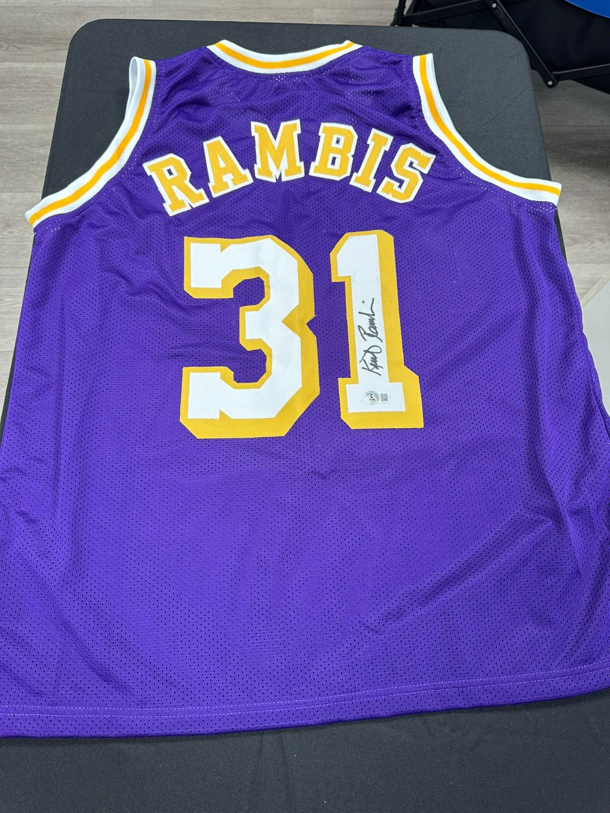 Kurt Rambis Signed Los Angeles Lakers Jersey Size XL Beckett COA Auto