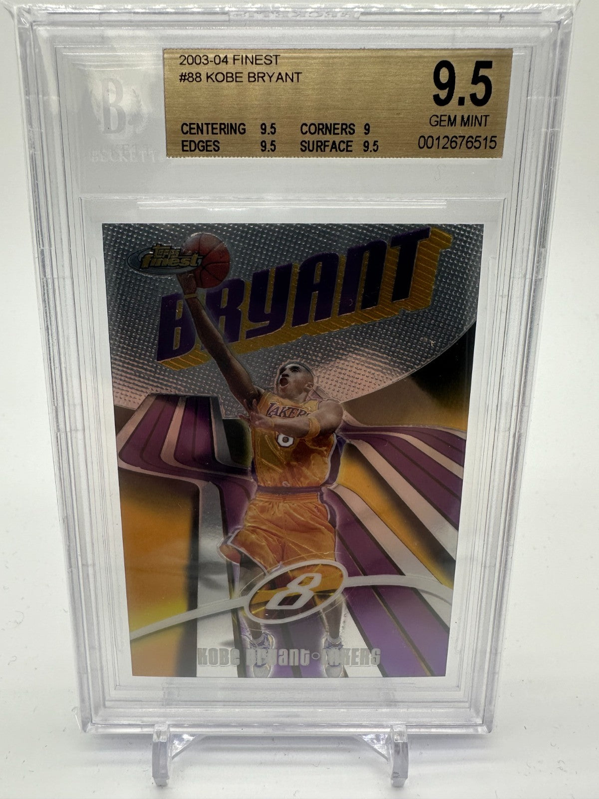 2003 FINEST #88 KOBE BRYANT LAKERS HOF BGS 9.5