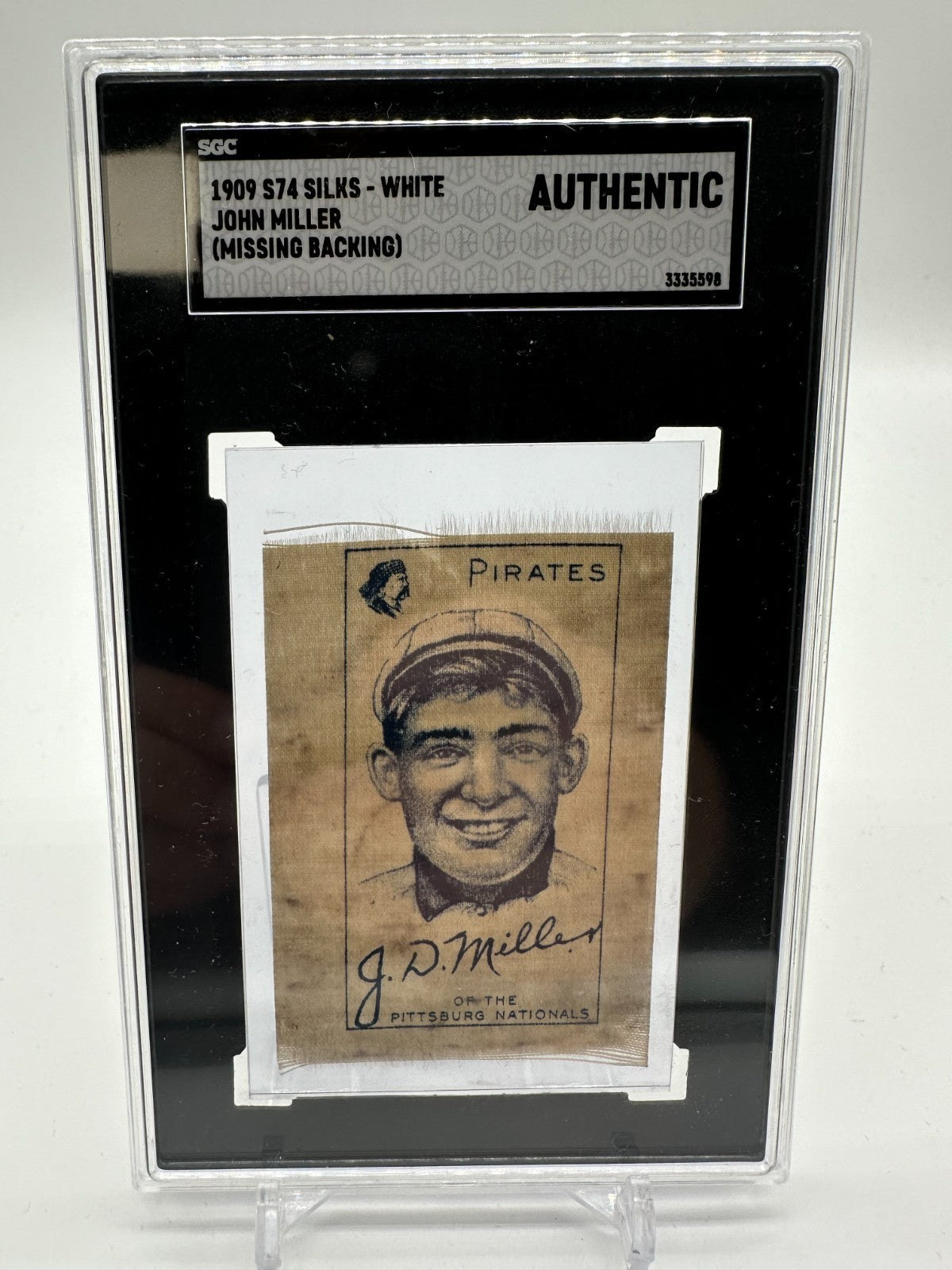 1909 S74 Silks (White) John Dots Miller SGC Authentic (Missing Backing) -Pirates