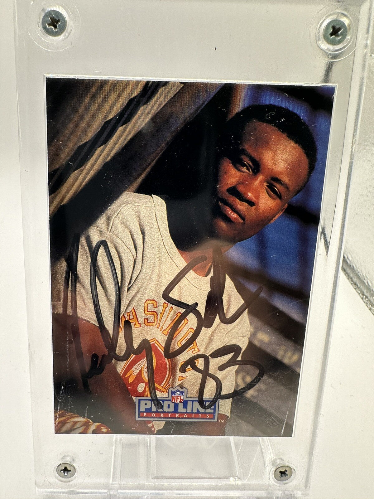 Ricky Sanders Signed 1991 Pro Line Portraits Card w/Stamp Autographed Washington