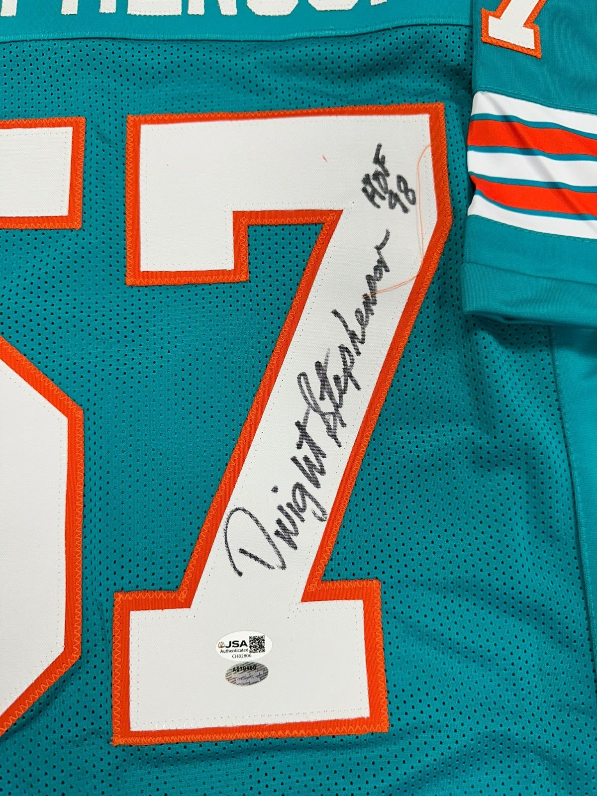 Dwight Stephenson Signed Autographed Miami Dolphins Inscribed HOF 98 Jersey JSA