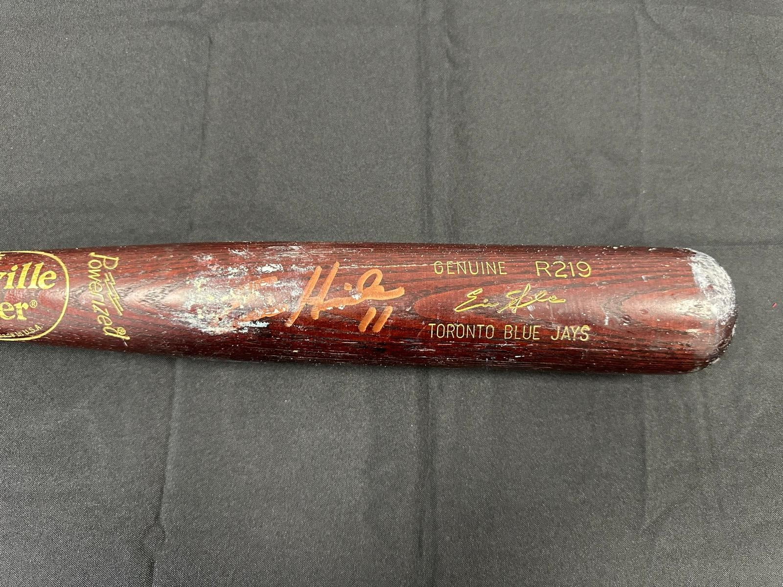 Eric Hinske Signed Autographed Game Used TPX Heavy Use Bat Hammered