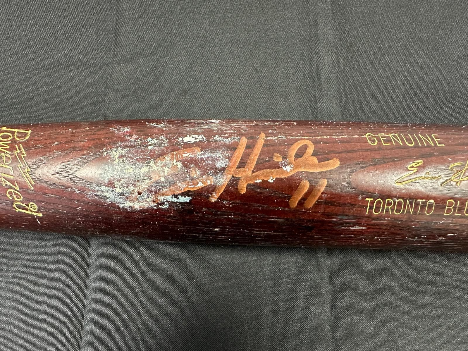 Eric Hinske Signed Autographed Game Used TPX Heavy Use Bat Hammered