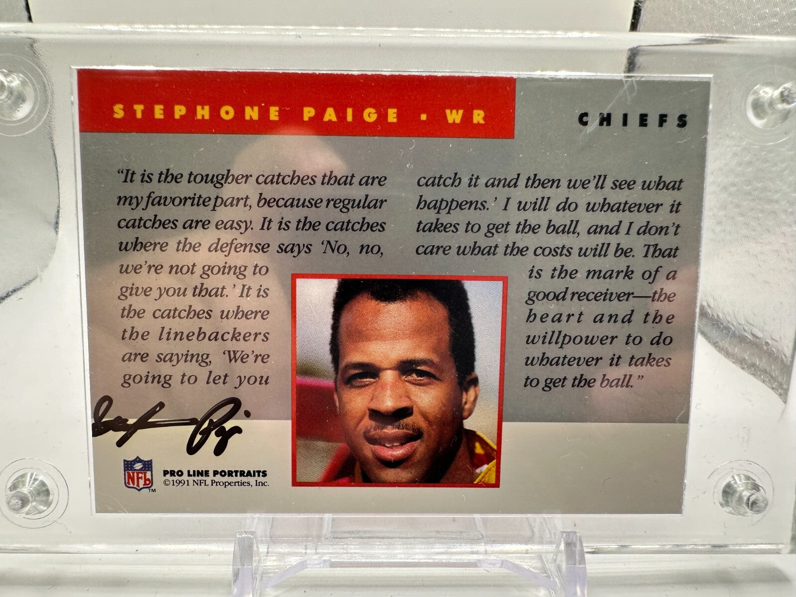 STEPHONE PAIGE 1991 PROLINE AUTOGRAPHED CERTIFIED AUTO FOOTBALL CARD Chiefs SSP
