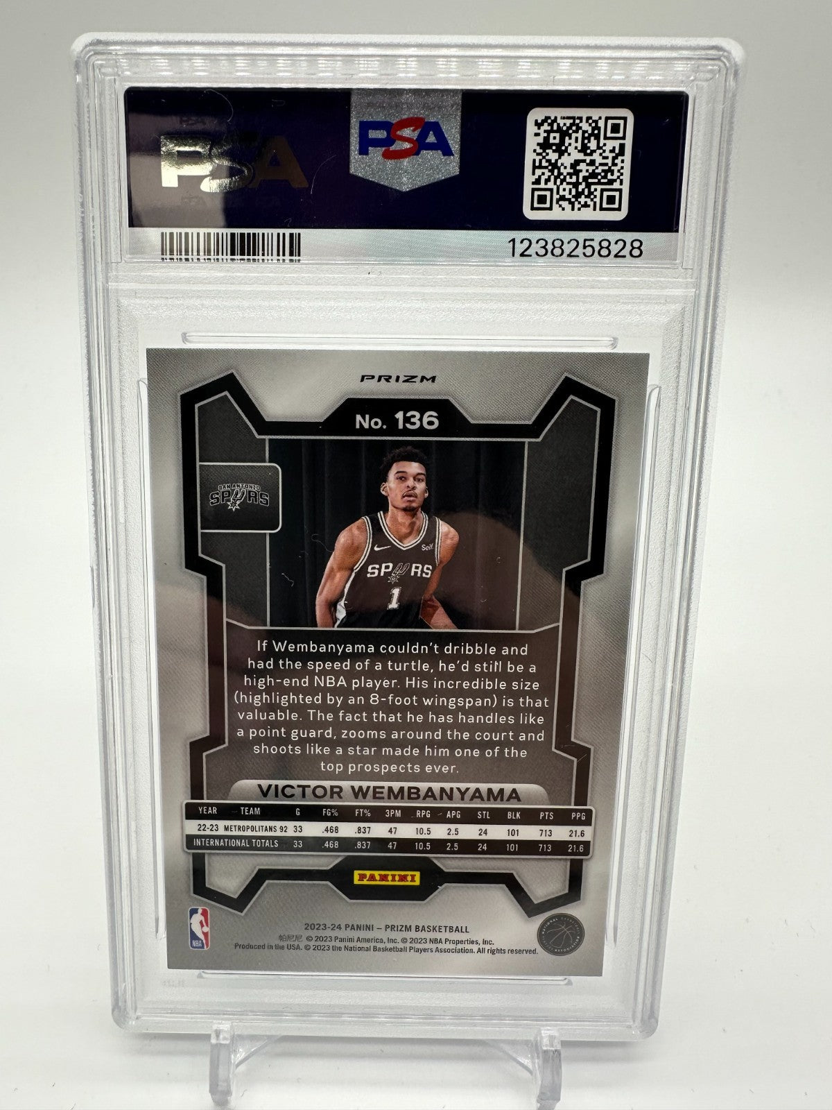 2023-24 Panini Prizm Silver Prizm Victor Wembanyama #136 PSA 9 MINT Rookie RC