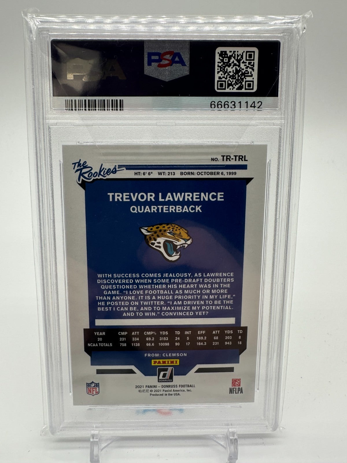 TREVOR LAWRENCE 2021 Panini Donruss The Rookies # TR-TRL RC - PSA 10