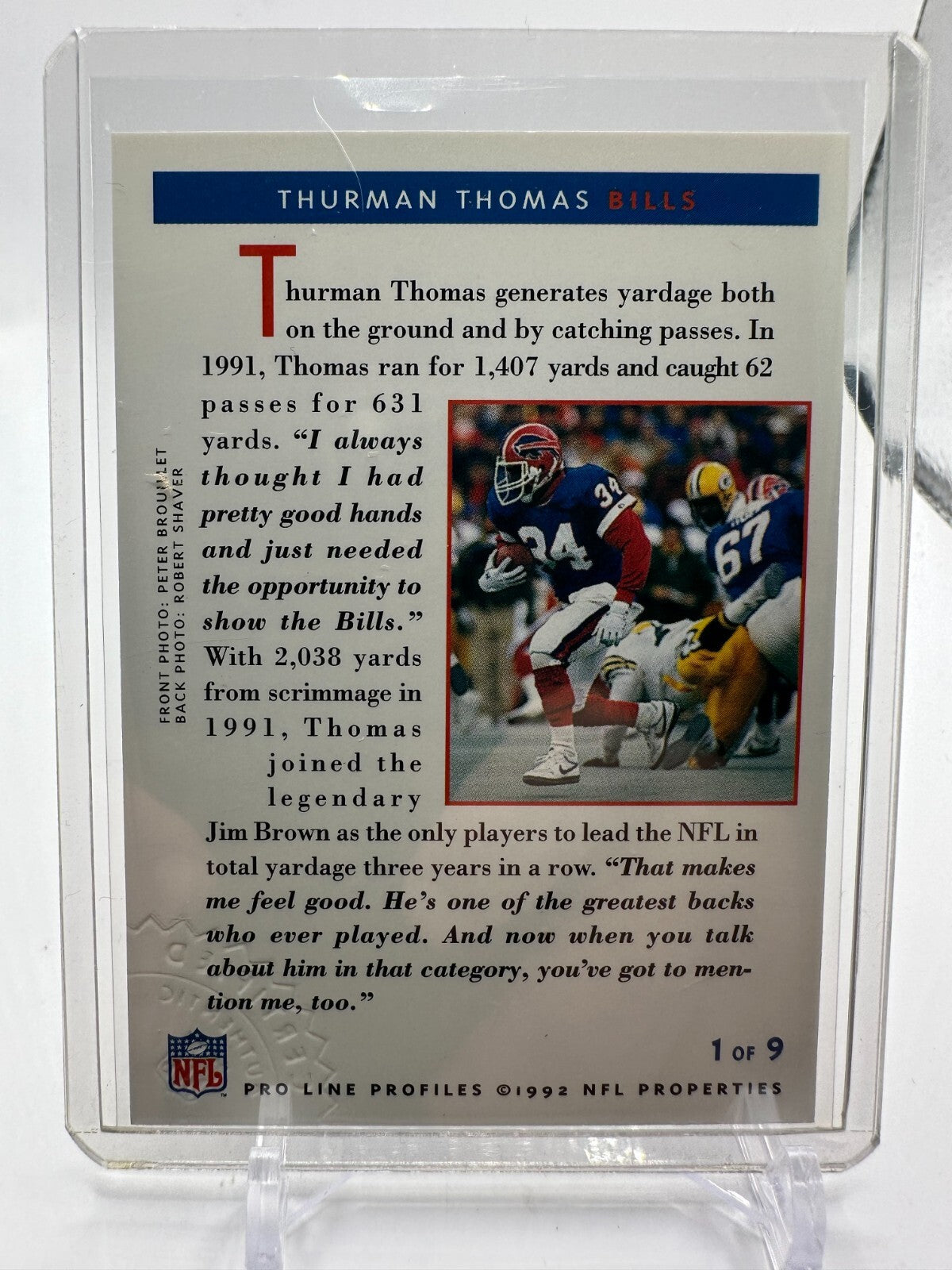 Thurman Thomas 1992 Pro Line Portraits On Card Auto Buffalo Bills 1 of 9