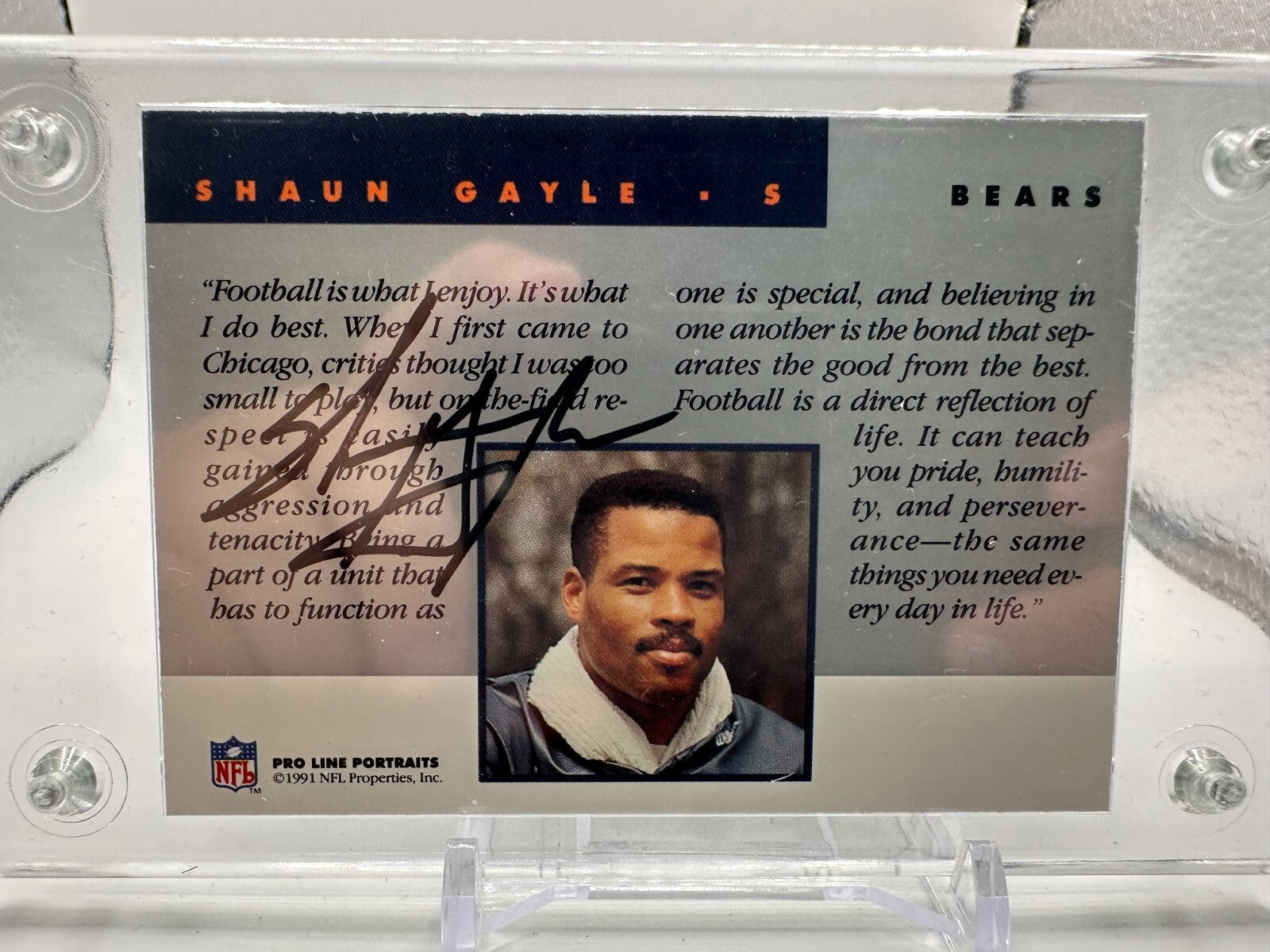 Chicago Bears-SHAUN GAYLE, 1991 PRO LINE AUTOGRAPH/EMBOSSED STAMP-Ohio State