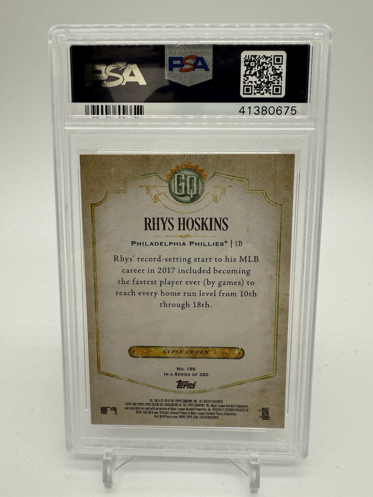 2018 Topps Gypsy Queen RHYS HOSKINS W/Cap PSA 10 Gem Mint